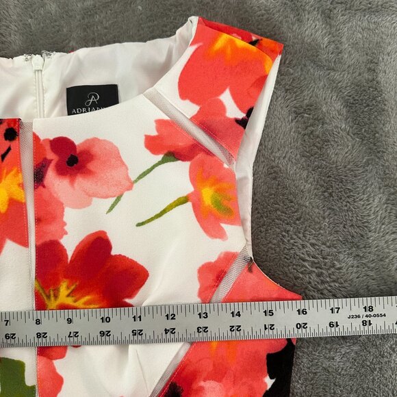 Adrianna Papell Floral Fit and Flare Sleeveless Dress Women's 8 Mesh Inserts - Picture 4 of 7